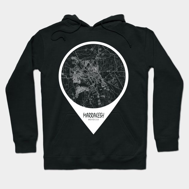 Marrakesh, Morocco City Map - Travel Pin Hoodie by deMAP Studio